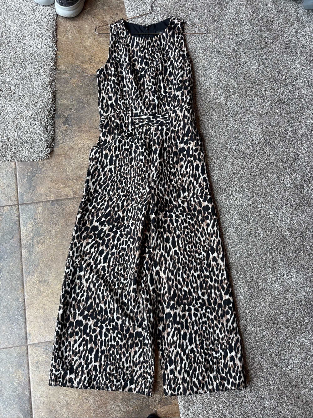 Banana Republic Leopard Print Wide-Leg Jumpsuit - Black & Tan
